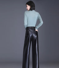 Load image into Gallery viewer, Wide Leg PU Leather Pants
