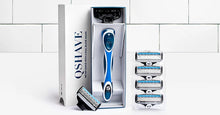 Load image into Gallery viewer, QShave Blue Series 5 Layer USA Blade Manual Razor Mens Shaving Razor with 6 Pieces X5 Blade and each Piece has trimmer Blade
