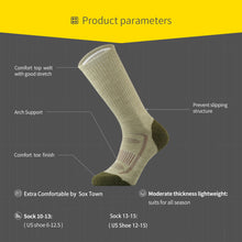 Load image into Gallery viewer, 3 Pack Men's Merino Wool Cushion Crew Socks for Outdoor Hiking Hike Trail Performance Moisture Wicking Lightweight All Seasons
