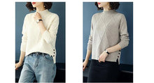 Load image into Gallery viewer, Pink Turtleneck Winter Knit Pullover
