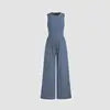 Load image into Gallery viewer, 2025 Spring  Autumn Solid Color Vest High-waisted Slimming Jumpsuit Round Neck Wide-leg Straight-leg Women's Clothing Suit
