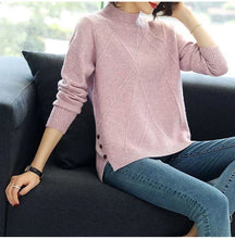 Load image into Gallery viewer, Pink Turtleneck Winter Knit Pullover
