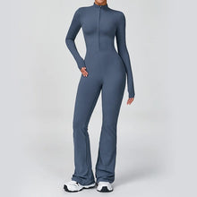 Load image into Gallery viewer, Zipper Breathable Solid 1-Piece Long Sleeve Yoga Jumpsuit High-Intensity Fitness Sports Bodysuit Fast Shipping Available

