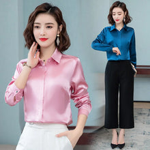Load image into Gallery viewer, Elegant Satin Silk Office Blouse
