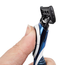 Load image into Gallery viewer, QShave Blue Series 5 Layer USA Blade Manual Razor Mens Shaving Razor with 6 Pieces X5 Blade and each Piece has trimmer Blade
