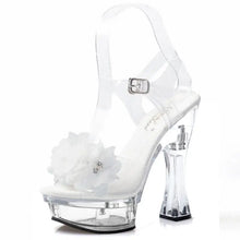 Load image into Gallery viewer, Platform Crystal Peep Toe Heels
