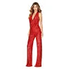 Load image into Gallery viewer, European American Women's Fashion Temperament Elegant Backless Sequin Women Sleeveless Halter Jumpsuit Red

