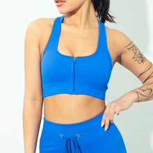 Load image into Gallery viewer, Sports Bra Crop Top Zipper Fitness Women Sportswear Sport Top Bras For Fitness Gym Female Running Push Up Yoga Workout Bra
