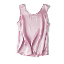 Load image into Gallery viewer, Tank Tops Women 100% Real Silk Blouse Sleeveless Shirts Satin Tunic Tops Summer Loose Casual Solid Plus Size S-XXL
