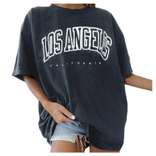 Load image into Gallery viewer, Fashion Women's T-shirts LOS ANGELES Letter Prints T Shirt Women 2021 O-Neck Oversized Loose Short Sleeve Summer Tops Streetwear
