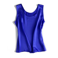 Load image into Gallery viewer, Tank Tops Women 100% Real Silk Blouse Sleeveless Shirts Satin Tunic Tops Summer Loose Casual Solid Plus Size S-XXL
