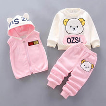 Load image into Gallery viewer, Fleece Hooded Baby Outfit Set
