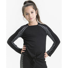 Load image into Gallery viewer, Girls Tie Front Jacquard Sleeve Top
