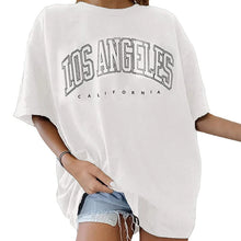 Load image into Gallery viewer, Fashion Women's T-shirts LOS ANGELES Letter Prints T Shirt Women 2021 O-Neck Oversized Loose Short Sleeve Summer Tops Streetwear

