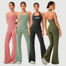 Load image into Gallery viewer, Polyester Women One Strap Sports Backless Jumpsuit Lady With Pads Push up Yoga Bodysuit Elastic Quick Dry Workout Clothes
