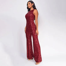 Load image into Gallery viewer, Elegant High-Waisted Sequin Jumpsuit
