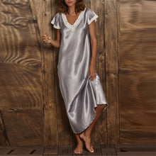 Load image into Gallery viewer, Night Dress Women Short Sleeve V Neck Homewear Long Dress Nightgowns Sleepwear Nachtkleding Vrouwen Night Gown For Women
