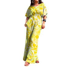 Load image into Gallery viewer, Low Price Custom Polynesian Tribal Print Dress Womens Crew Neck Half Sleeve Corset Rompers Hawaiian Design Side Pocket Jumpsuits
