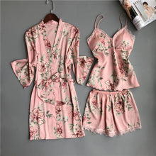 Load image into Gallery viewer, Lace Satin V Neck Pajama
