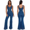 Load image into Gallery viewer, Wide Leg Denim Strap Jumpsuit
