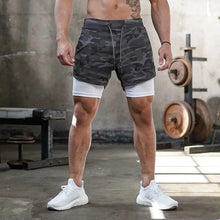 Load image into Gallery viewer, Camo Running Shorts Men Gym Sports Shorts 2 In 1 Quick Dry Workout Training Gym Fitness Jogging Short Pants Summer Men Shorts
