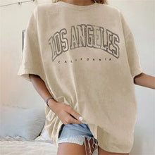 Load image into Gallery viewer, Fashion Women's T-shirts LOS ANGELES Letter Prints T Shirt Women 2021 O-Neck Oversized Loose Short Sleeve Summer Tops Streetwear
