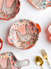 Load image into Gallery viewer, 1pc/cute rabbit hand-painted bowl and plate underglaze ceramic household soup bowl commercial hotel noodle bowl fruit salad bowl
