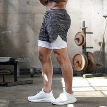 Load image into Gallery viewer, Camo Running Shorts Men Gym Sports Shorts 2 In 1 Quick Dry Workout Training Gym Fitness Jogging Short Pants Summer Men Shorts
