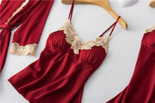 Load image into Gallery viewer, Satin Lace Five Piece Pajamas
