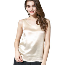 Load image into Gallery viewer, Tank Tops Women 100% Real Silk Blouse Sleeveless Shirts Satin Tunic Tops Summer Loose Casual Solid Plus Size S-XXL
