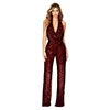 Load image into Gallery viewer, European American Women's Fashion Temperament Elegant Backless Sequin Women Sleeveless Halter Jumpsuit Red
