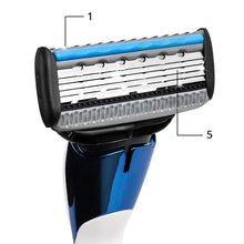 Load image into Gallery viewer, QShave Blue Series 5 Layer USA Blade Manual Razor Mens Shaving Razor with 6 Pieces X5 Blade and each Piece has trimmer Blade
