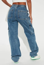 Load image into Gallery viewer, Wide Leg Cargo Denim Jeans
