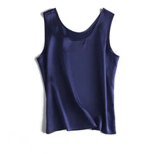 Load image into Gallery viewer, Tank Tops Women 100% Real Silk Blouse Sleeveless Shirts Satin Tunic Tops Summer Loose Casual Solid Plus Size S-XXL

