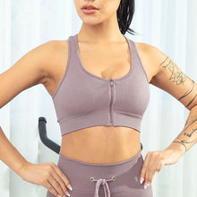 Load image into Gallery viewer, Sports Bra Crop Top Zipper Fitness Women Sportswear Sport Top Bras For Fitness Gym Female Running Push Up Yoga Workout Bra
