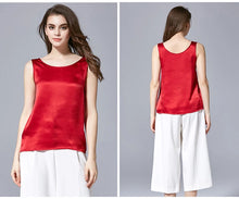 Load image into Gallery viewer, Tank Tops Women 100% Real Silk Blouse Sleeveless Shirts Satin Tunic Tops Summer Loose Casual Solid Plus Size S-XXL
