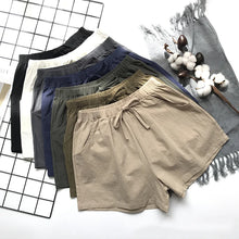 Load image into Gallery viewer, Women's high waisted shorts, fashionable and casual cotton and linen shorts, street wear, women's shorts
