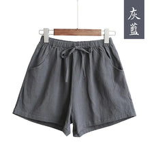 Load image into Gallery viewer, Women's high waisted shorts, fashionable and casual cotton and linen shorts, street wear, women's shorts

