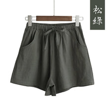 Load image into Gallery viewer, Women's high waisted shorts, fashionable and casual cotton and linen shorts, street wear, women's shorts
