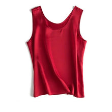 Load image into Gallery viewer, Tank Tops Women 100% Real Silk Blouse Sleeveless Shirts Satin Tunic Tops Summer Loose Casual Solid Plus Size S-XXL
