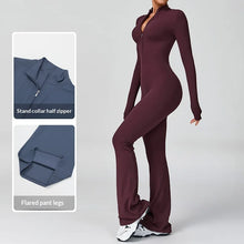 Load image into Gallery viewer, Zipper Breathable Solid 1-Piece Long Sleeve Yoga Jumpsuit High-Intensity Fitness Sports Bodysuit Fast Shipping Available
