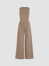 Load image into Gallery viewer, 2025 Spring  Autumn Solid Color Vest High-waisted Slimming Jumpsuit Round Neck Wide-leg Straight-leg Women's Clothing Suit
