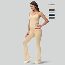 Load image into Gallery viewer, Flared V Back Yoga Jumpsuit

