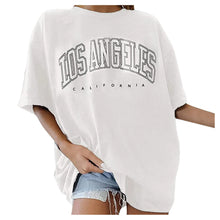 Load image into Gallery viewer, Fashion Women's T-shirts LOS ANGELES Letter Prints T Shirt Women 2021 O-Neck Oversized Loose Short Sleeve Summer Tops Streetwear
