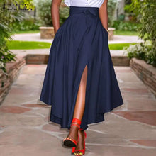 Load image into Gallery viewer, ZANZEA Fashion Irregular Skirts Holiday Zipper High Waist A Line Skirts  Womens Summer Long Skirts Vintage Beach Solid Skirts
