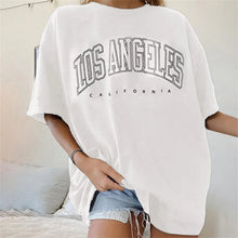 Load image into Gallery viewer, Fashion Women's T-shirts LOS ANGELES Letter Prints T Shirt Women 2021 O-Neck Oversized Loose Short Sleeve Summer Tops Streetwear
