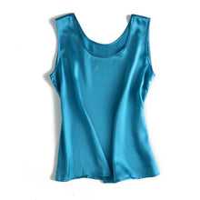 Load image into Gallery viewer, Tank Tops Women 100% Real Silk Blouse Sleeveless Shirts Satin Tunic Tops Summer Loose Casual Solid Plus Size S-XXL
