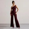 Load image into Gallery viewer, D&amp;M 2025 Satin Jumpsuit for Ladies Elegant Summer Style High Waist Solid Color Casual Tube Tops Long Jumpsuits for Parties
