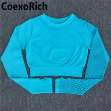 Load image into Gallery viewer, Yoga Set Women Fitness Gym Clothing Sport Suit Seamless Hollow Out Long Sleeve Crop Top High Waist Workout Leggings Sportwear
