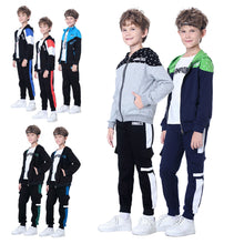 Load image into Gallery viewer, Kids Tracksuits,Teen Boys School Sweatsuits,Fashion Cotton Hooded Tops + Pants Set,Soft Children's Long Sleeve Sportswear

